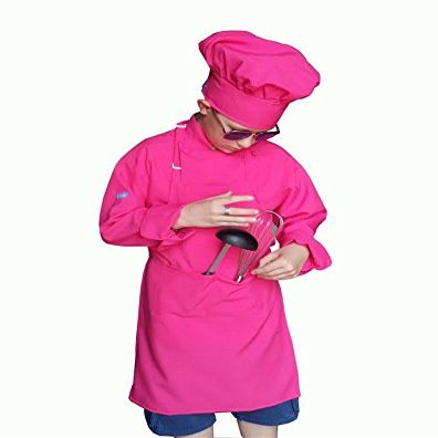 CHEFSKIN Kids Child Chef Outfit Includes Jacket Apron & Hat Toddler XS SM REG XL 2X (Baby-Toddler (12-36 mos), HOT Pink)