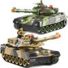 Haktoys 2-Pack RC Battle Tank Set  1:24 Scale Remote Control Military Fighting Tanks with Lights, Realistic Sounds & Life Indicators | Radio Control Army Toy for Kids & Adults view 1