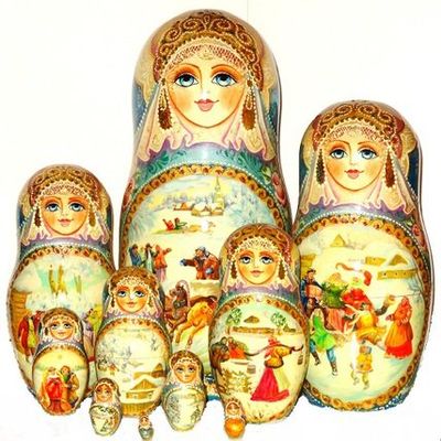 Winter Activities in Russia Nesting Doll