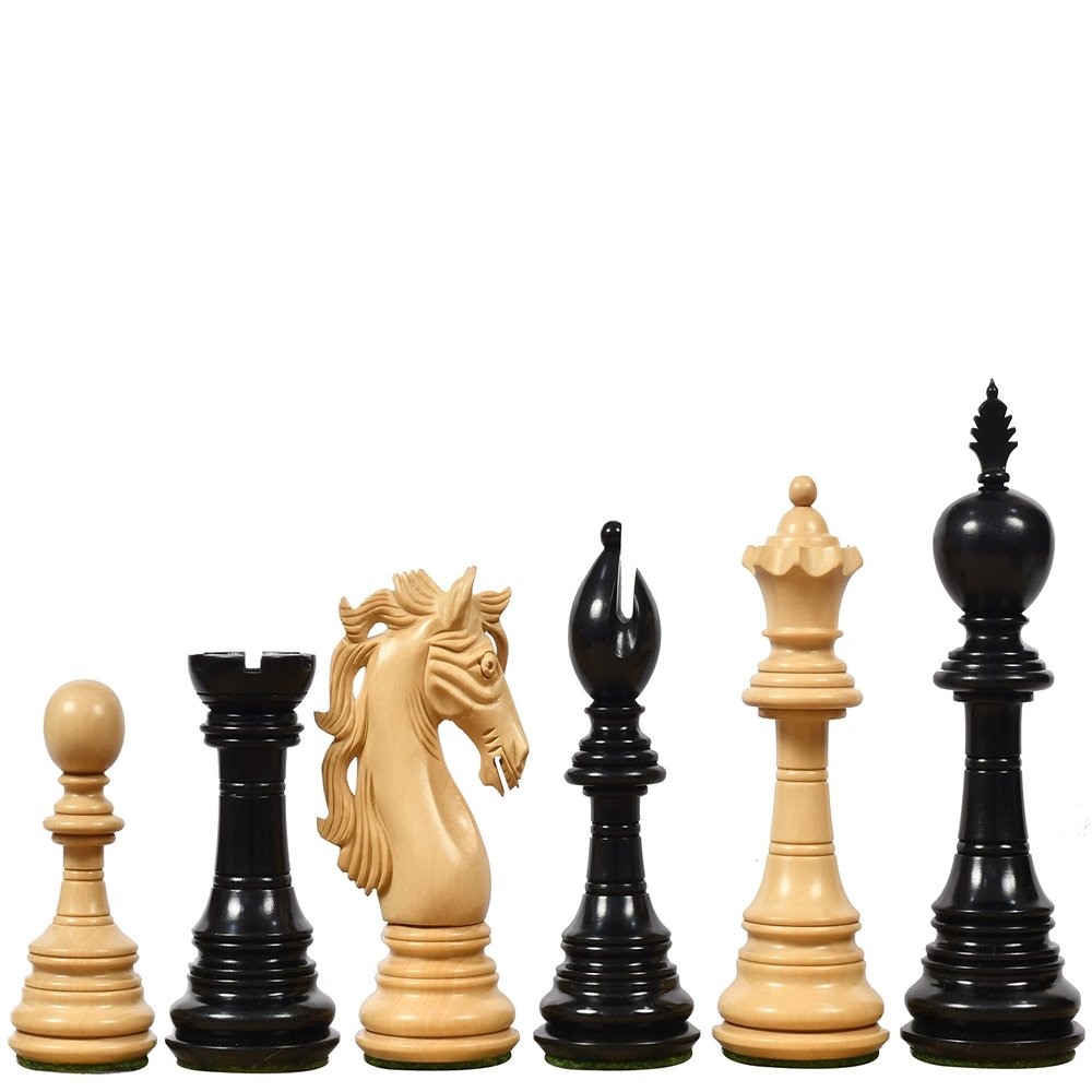 American Adios Series Luxury Chess Pieces in Ebony & Boxwood 4.4" King, Handcrafted Triple Weighted Staunton Chess Set for Professionals & Collectors