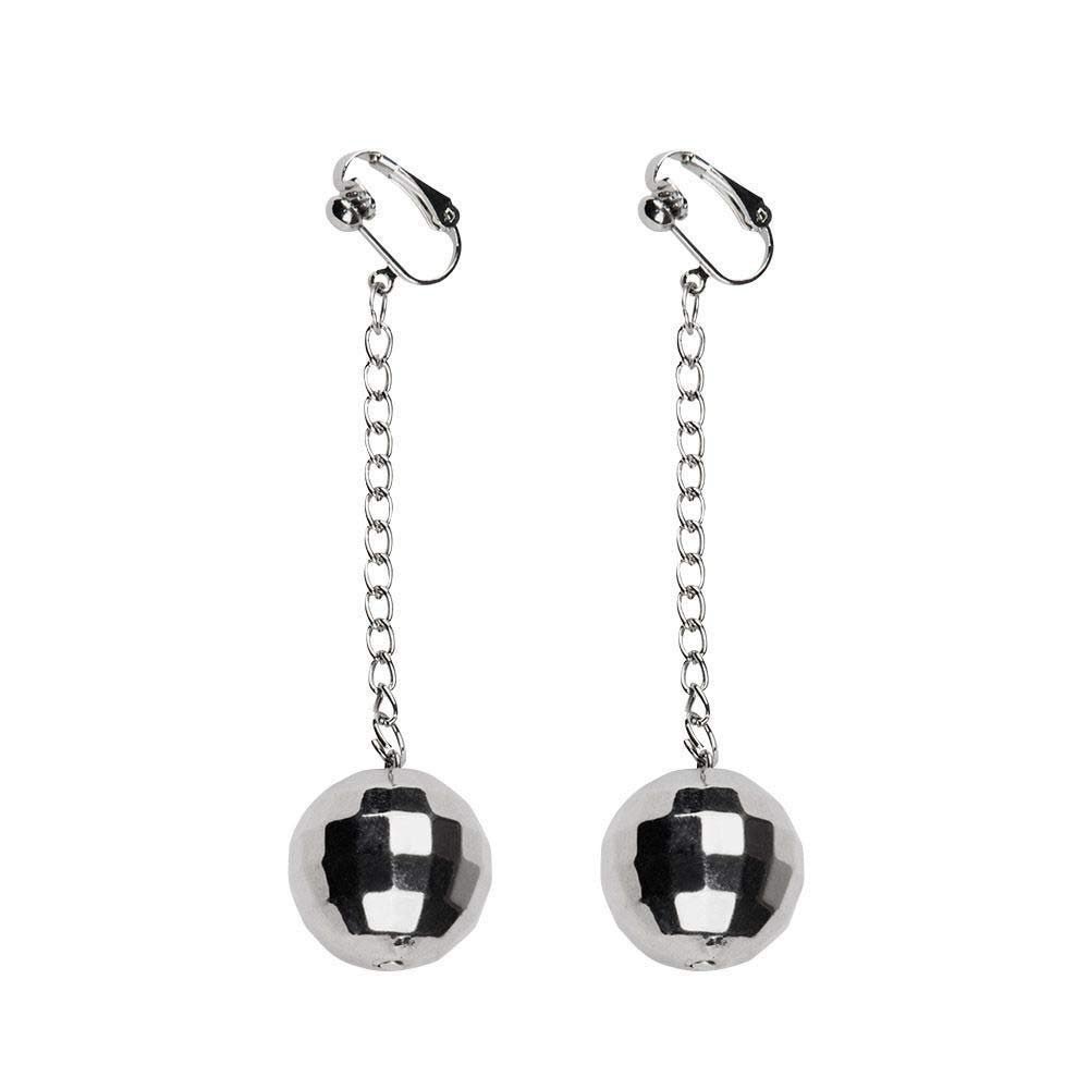 Boland 64415 Disco Ball Earrings, Silver, One Size