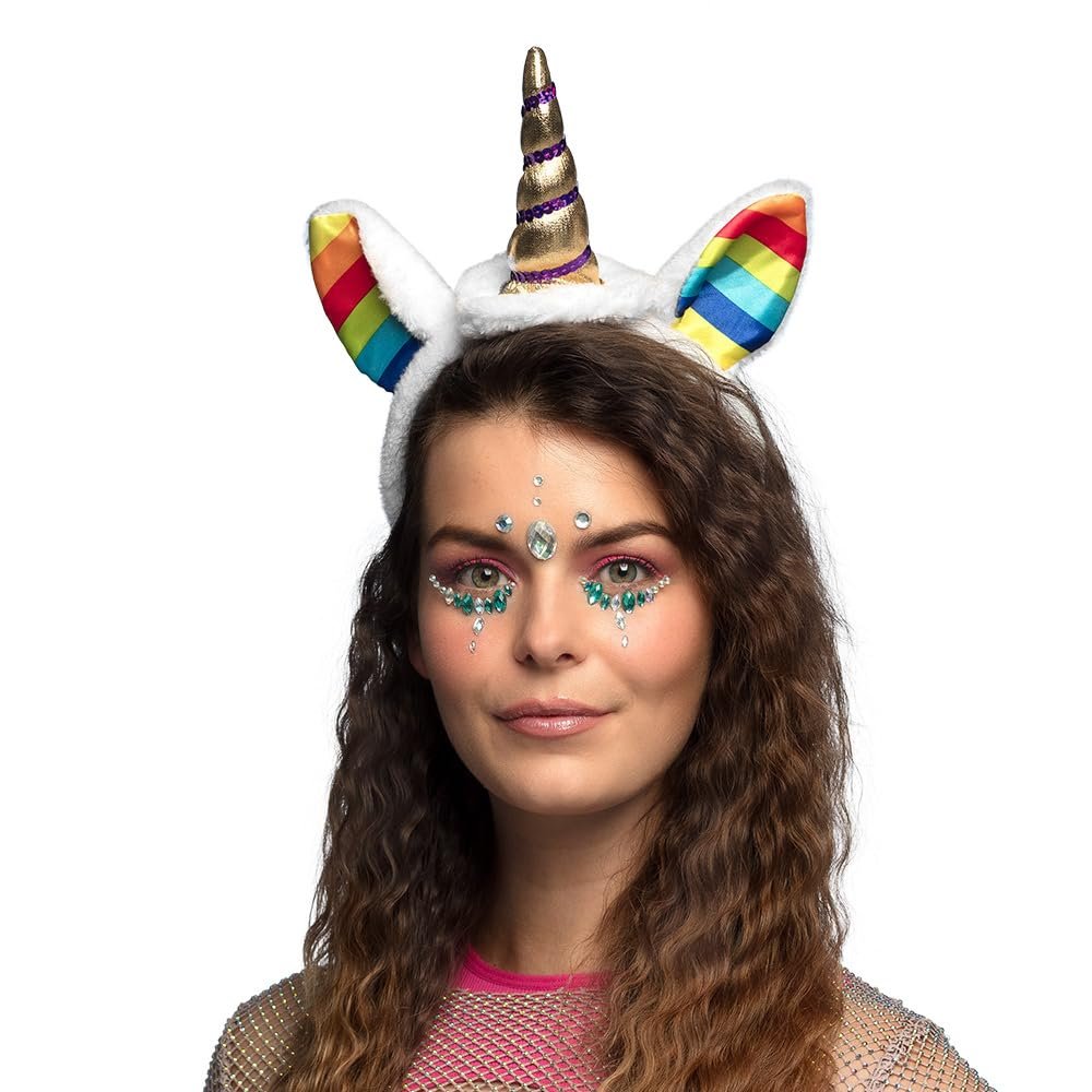 Boland 04249 BOL04249 Tiara Rainbow Unicorn Headband with Horn and Ears Multicolour, Adult, Multi-Coloured, One Size