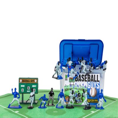 Kaskey Kids Baseball Guys, Black Gray vs. Blue Gray, 29 Pieces in Each Set, Includes 2 Teams, Accessories, and Travel Storage Case, Nostalgic Sports Action Figures for Imaginative Play, Ages 3 and Up