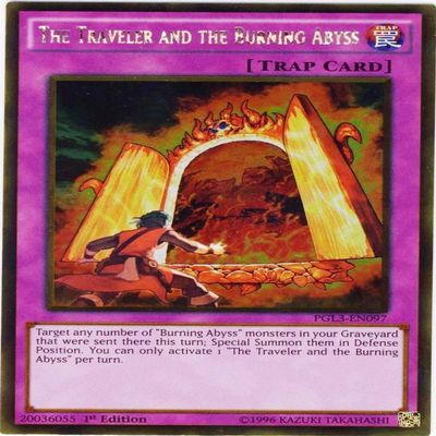 3x Yugioh PGL3-EN097 The Traveler and the Burning Abyss 1st Edition Gold Rare .HN#GG_634T6344 G134548TY52528