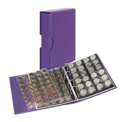 Lindner S3542M-13 PUBLICA M COLOR Mnzalbum mit 10 Mnzblttern in 5 Ausfhrungen-Viola (Lila) - mit passender Schutzkassette