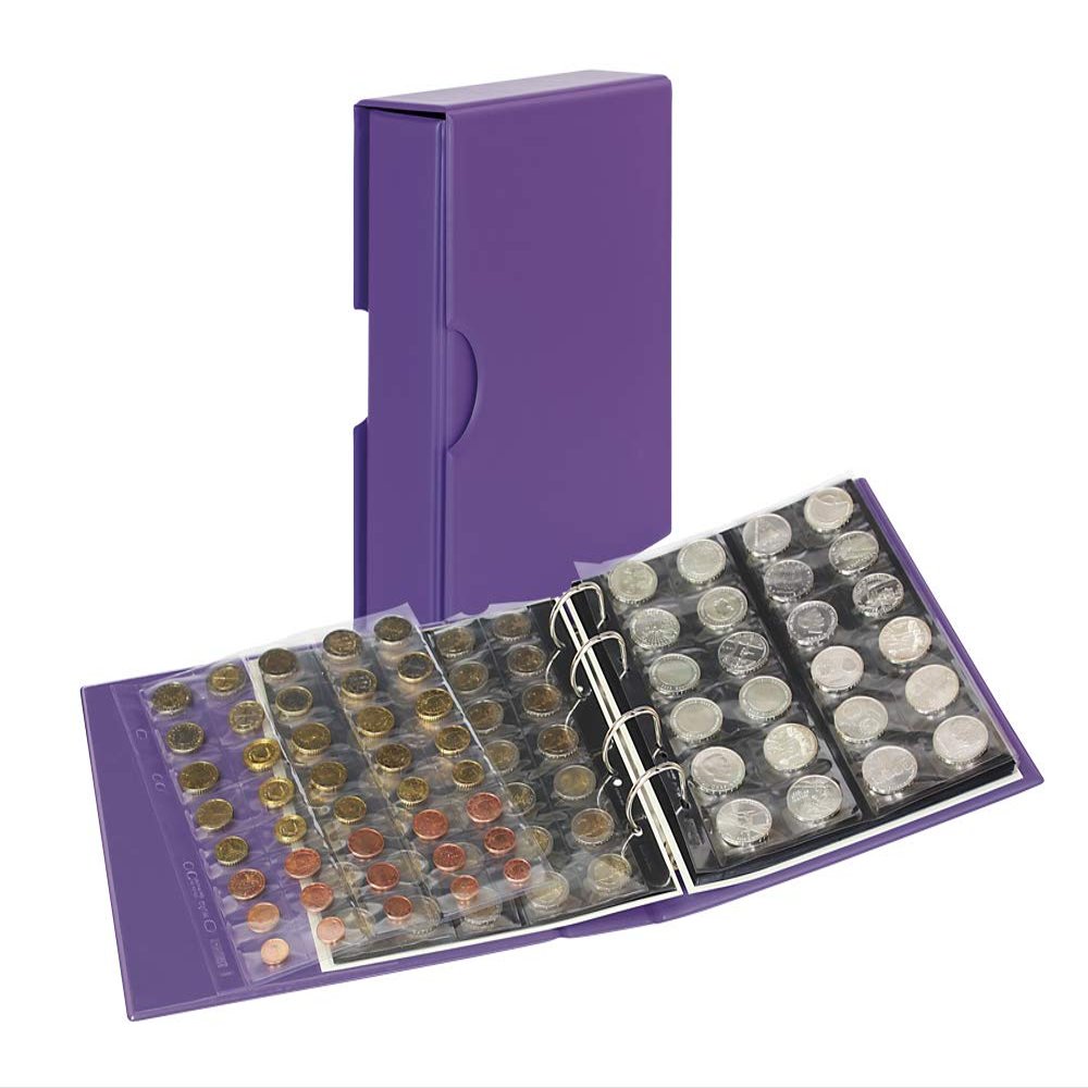 Lindner S3542M-13 PUBLICA M COLOR Mnzalbum mit 10 Mnzblttern in 5 Ausfhrungen-Viola (Lila) - mit passender Schutzkassette