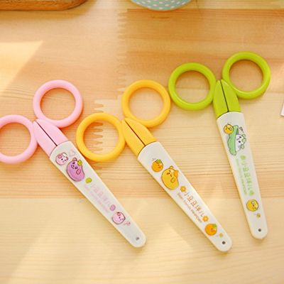 Katoot@ 6pcs Kawaii Bean Art Scissors Candy Color Paper Cutting Tool for Kids Office School Supplies escolar