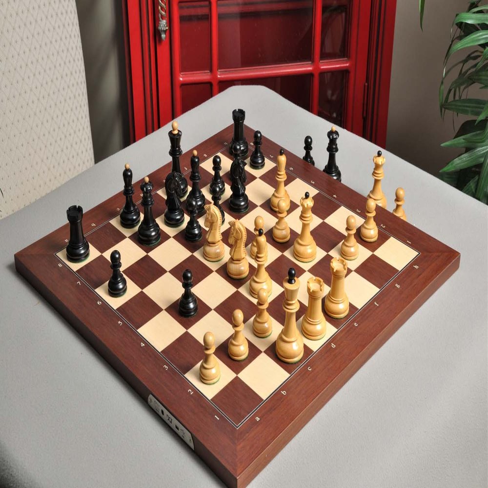 The DGT Projects Electronic Chess Board (E-Board) - USB Connection (Rosewood Board w/DGT Ebonized Boxwood Dubrovnik Chess Pieces)