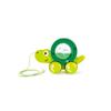 Hape Tito Pull Along | Wooden Turtle with Swirling Shell Pull Toddler Toy, Green view 1