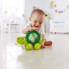 Hape Tito Pull Along | Wooden Turtle with Swirling Shell Pull Toddler Toy, Green view 3