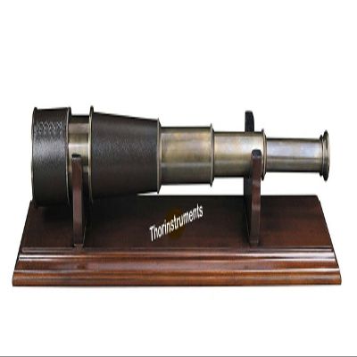 19" Handheld Brass Telescope with Wooden Stand Case - Nautical Collector Rustic Vintage Home Decor Gifts