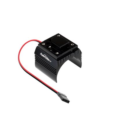 Powerhobby Aluminum Motor Heatsink + Cooling Fan For 1/8 Size Motors Black fits : Castle Creations 2200kv + 2650KV Motors, Dynamite, Hpi, Novak, Trinity, Arrma Nero, Kraton, Fazon, Outcast, Tekin,