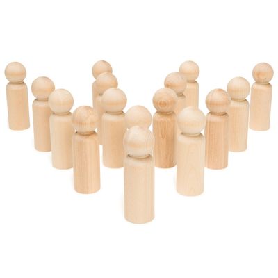 Wood Peg Dolls, 3.5 Inch Large Dad Shape Wooden Peg People, Pack of 25 Wood Dolls for Play, Strong Birch Wooden People Figures, Unfinished, Pegs for Crafts