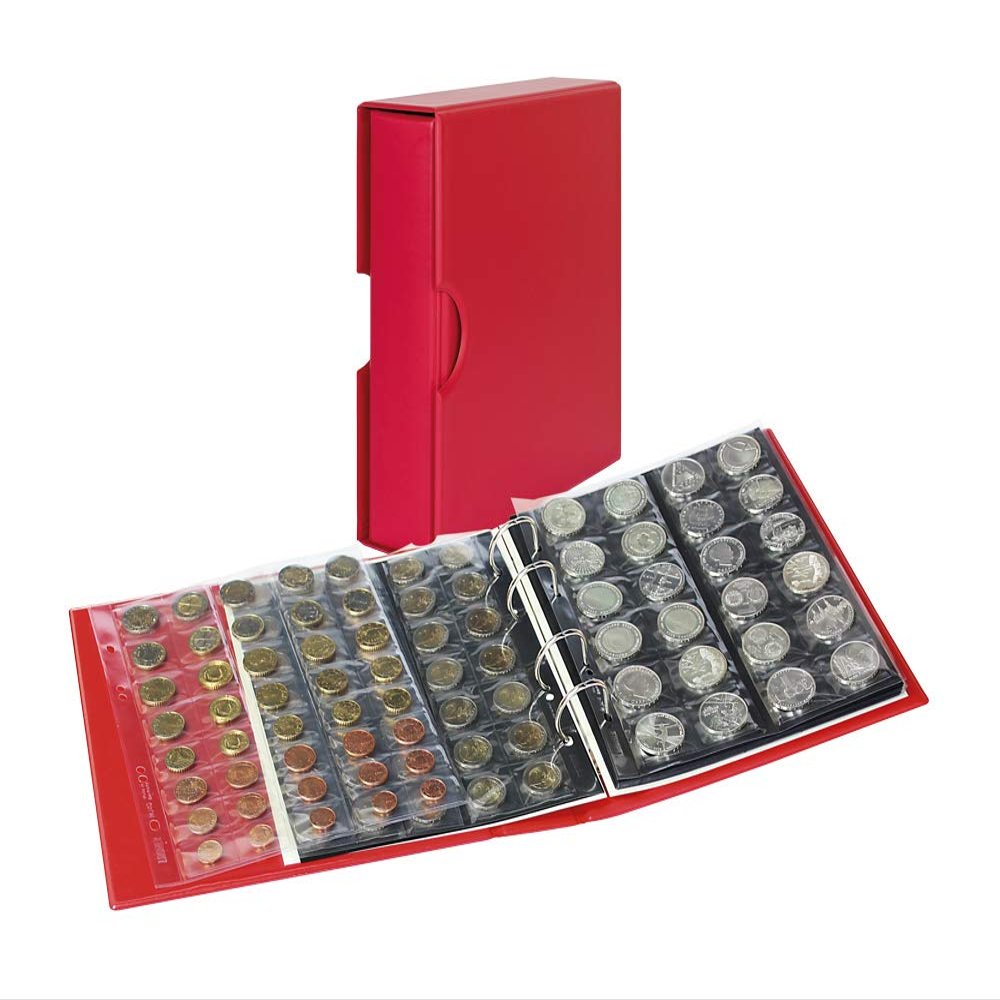 Lindner S3542M-1 PUBLICA M COLOR Mnzalbum mit 10 Mnzblttern in 5 Ausfhrungen-Berry (rot) - mit passender Schutzkassette
