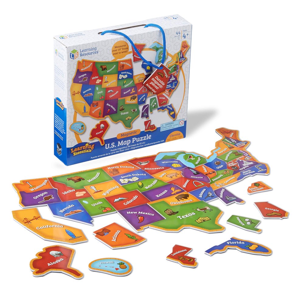 Learning Resources Magnetic U.S. Map Puzzle - Educational Map of The United States of America, Geography Matching Games, Kids Homeschool and Classroom Must Haves, Gifts for Boys and Girls