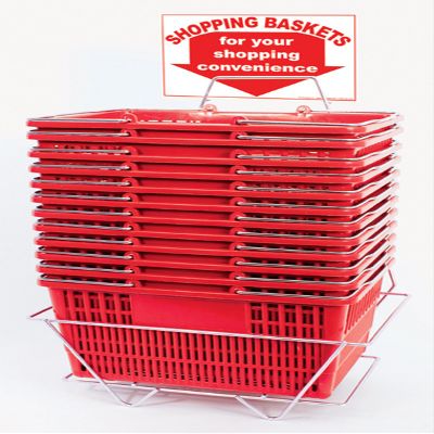 Plastic Shopping Basket Retail Grocery Store Cart Lightweight Set of 12 Red NEW