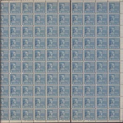 US Stamp 1938 5c James Monroe 100 Stamp Sheet MNH Scott #810
