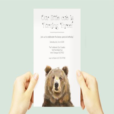 Bear Cub Birthday Party Invite, Baby Animal Theme, Customizable Woodland Birthday Party Invitation, Forest