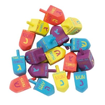 Chanukah Dreidel Painted Wood 2.25in. Height Assorted Colors 1 Dreidel per order