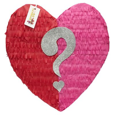 Valentine's Day Gender Reveal Heart Pinata with Question Mark