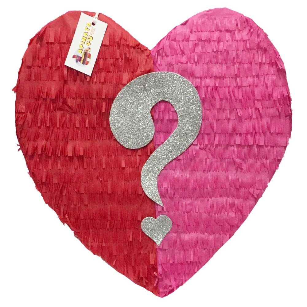 Valentine's Day Gender Reveal Heart Pinata with Question Mark