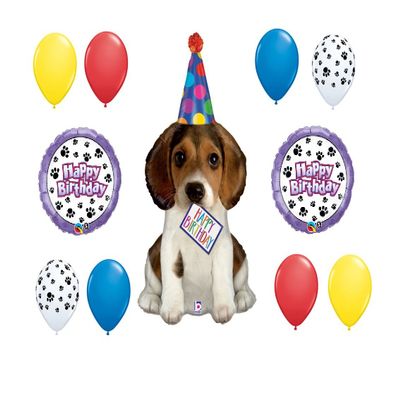 11pc party BALLOON set PUPPY happy BIRTHDAY dog FAVORS paw print GIFT decorations