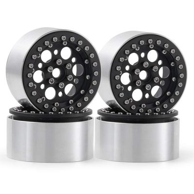 RCLIONS Aluminum Alloy 2.2inch Beadlock Wheel Rim for 1/10 Scale Crawler RC Car Wraith -Pack of 4pcs (Black)