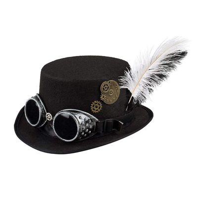 Boland 54502 - Specspunk Hat with Glasses and Gears for Women, Black, Accessory, Headwear, Steampunk, 80s, Theme Party, Carnival