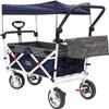 Creative Outdoor Collapsible Stroller Wagon with Seat Belts & Adjustable Handle  Foldable Utility Cart with Removable Canopy for Kids, Gear & Travel  Ideal for Beach, Park & Outdoor Fun - Navy Blue view 1