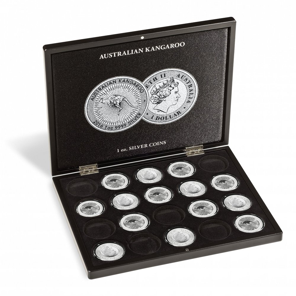 Leuchtturm LIGHTHOUSE - VOLTERRA Coin Display Case for 20 "Australian Kangaroo 1 oz. Silver Coins in GRIPS41 Capsules
