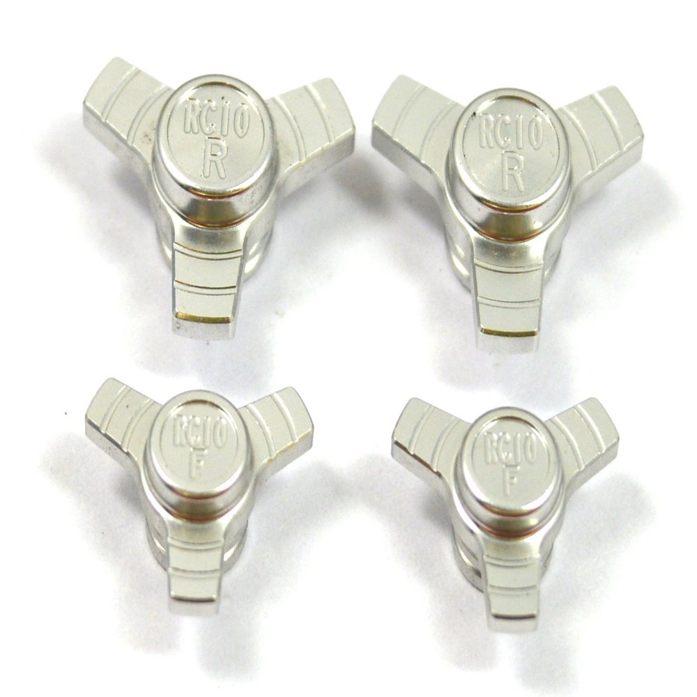 Dhawk Racing Aluminum Wheel Lock Offs Silver for Team Associated RC10 6192