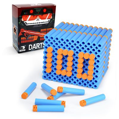 EKIND 100 Pcs Waffles Darts Refill Pack Foam Bullet Compatible for NERF N-Strike Series Blaster (Light Blue)