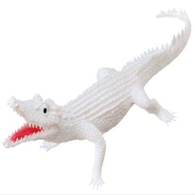 WARM FUZZY Toys 10 Long Alligator with Squeaker Toy for Kids, Animal Figurine, Alligator Toys for Pretend Play and Wildlife Decorations, Perfect for Party Favors, Prize Box and PTA Carnival - White