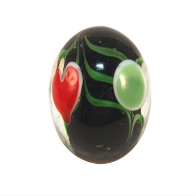 22mm Handmade Art Glass Valentine Marble w Stand by House of Marbles