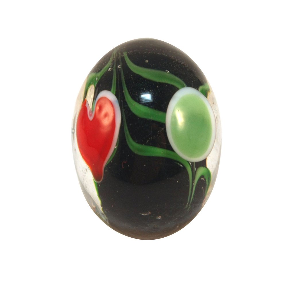 22mm Handmade Art Glass Valentine Marble w Stand by House of Marbles
