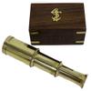 6" Solid Brass Handheld Telescope - Nautical Pirate Spy Glass with Wood Box view 1