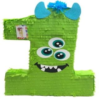20" Tall Green Number One Pinata 1st Birthday Party Gender Monster Bash Green Color