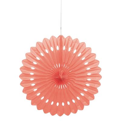 16" Coral Tissue Paper Fan Decoration