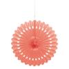 16" Coral Tissue Paper Fan Decoration view 1