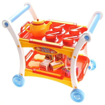PowerTRC Tea Set Toy for Little Girls, Tea Trolley Cart w/ Tea Pots Cups Accessories, Tea Party Kitchen Pretend Play Set Gifts for Kids Toddlers Toys