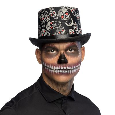 Boland 96997 Halloween Day Of The Dead Skull Skeleton Top Hat Black Fancy Dress Accessory One Size