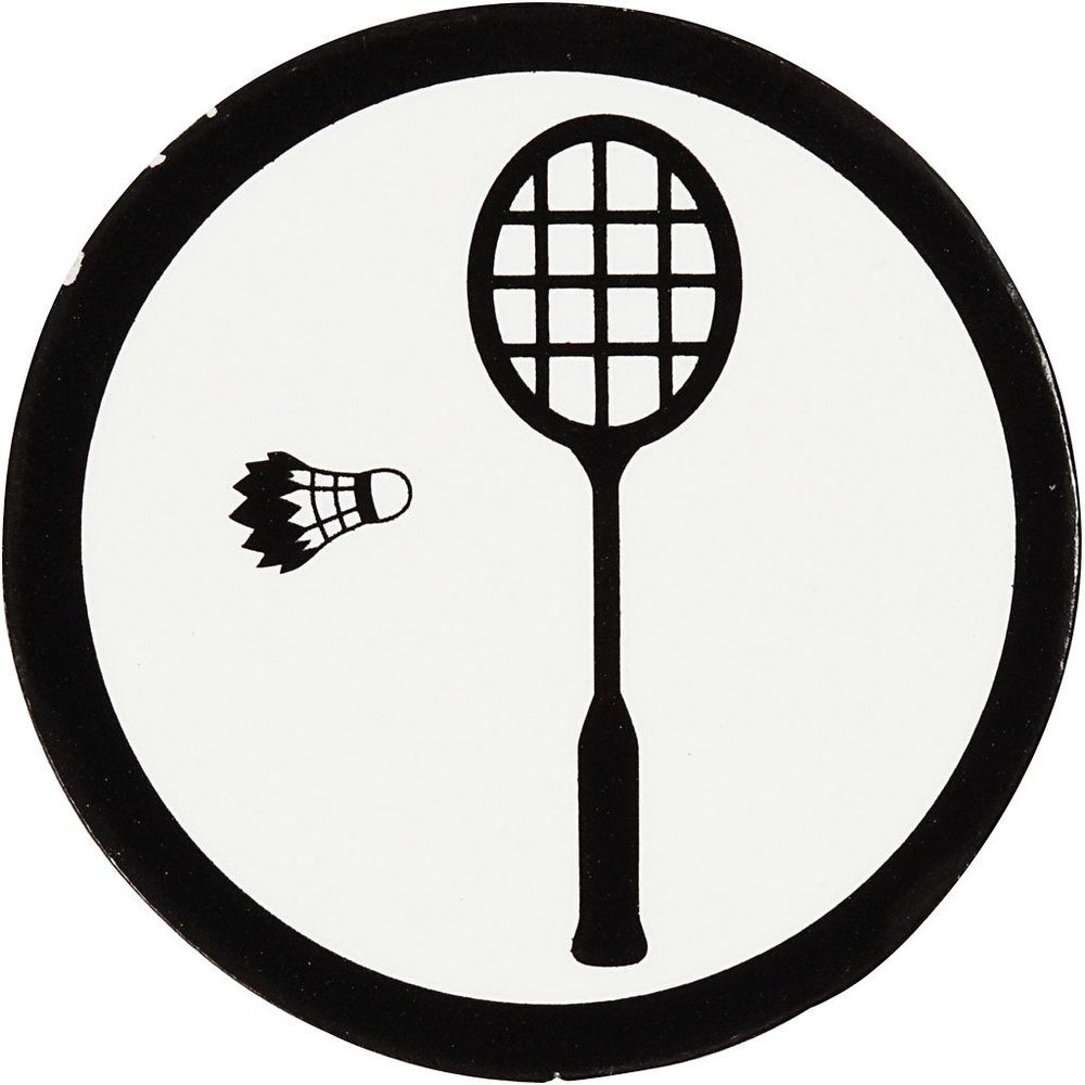 Happy Moments 20 x White/Black Cardboard Punching Figures 25 mm Tennis Racket
