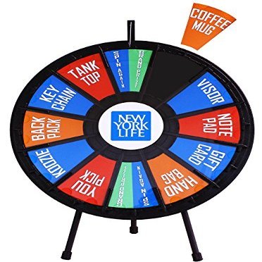 SpinningDesigns 31" Insert Your Own Graphics Prize Wheel with 12-24 Slots