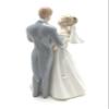 AppleTree Porcelain Classic Bride and Groom Statue Cake Topper, 8.25" Tall, White, Wedding view 3