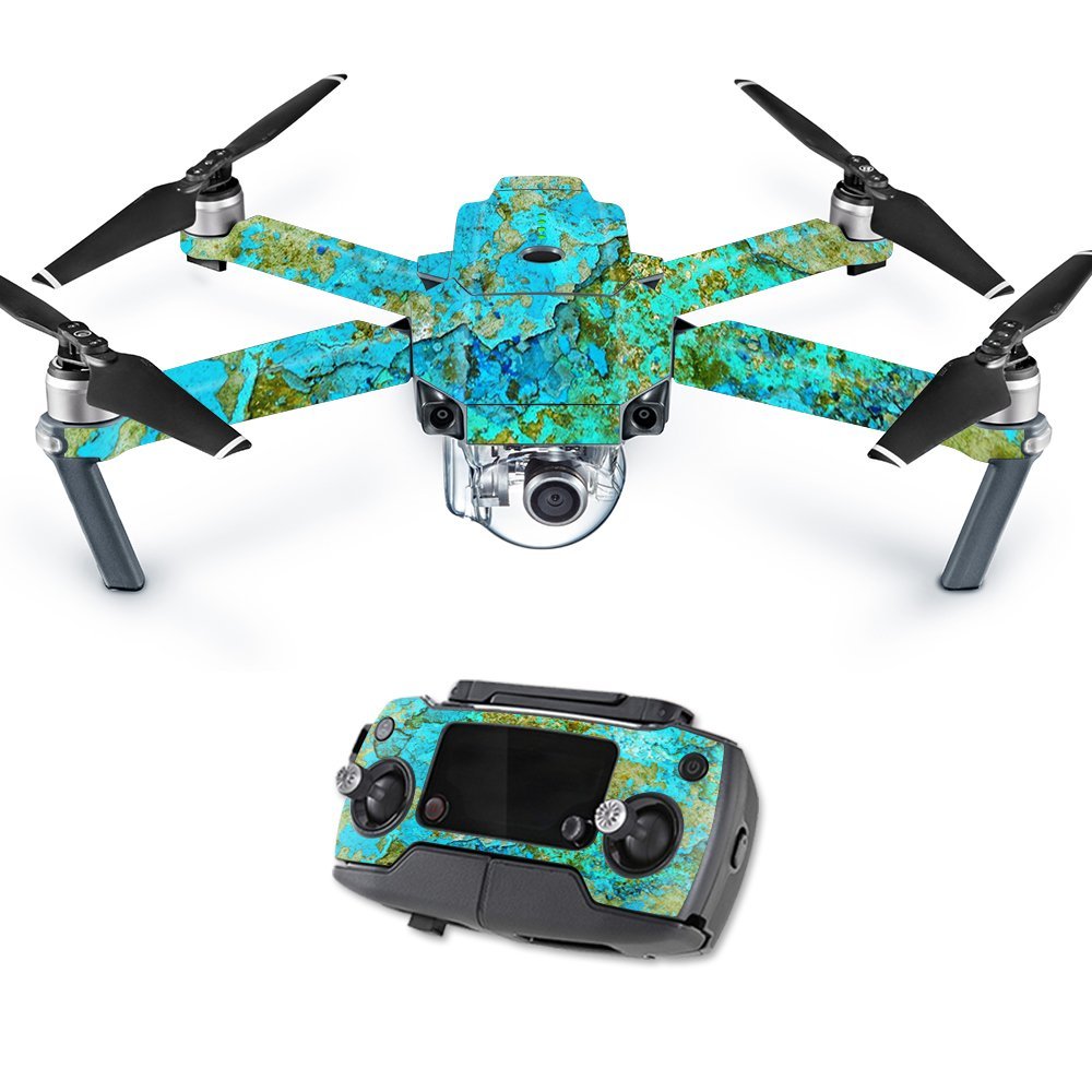 MightySkins Skin Compatible with DJI Mavic Pro Quadcopter Drone - Teal Marble | Protective, Durable, and Unique Vinyl Decal wrap Cover | Easy to Apply, Remove, and Change Styles | Made in The USA