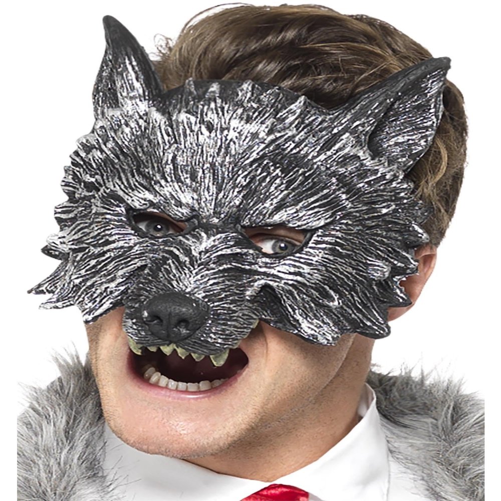 Smiffys Deluxe Big Bad Wolf Mask, Grey, Fairytale, Wings and Wands Fancy Fancy Dress, Storybook Character Dress Up Eye masks