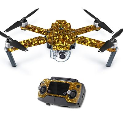 MightySkins Skin Compatible with DJI Mavic  Gold Glitter | Protective, Durable, and Unique Vinyl Decal wrap Cover | Easy to Apply, Remove, and Change Styles | Made in The USA