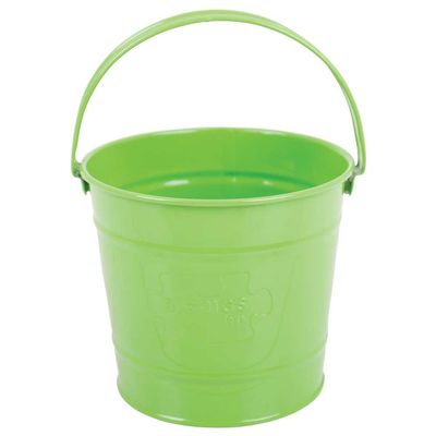 Bigjigs Toys Green Children's Bucket - Steel Garden & Beach Bucket with Riveted Swivel Handle, Quality Outdoor Toys, Ideal Crabbing Bucket & Beach Toy
