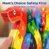 LovesTown Wooden Puzzles for Kids, Double Sided Snake Jigsaw with Alphabet & Numbers, Montessori Educational Toy for Toddlers, Chunky Animal Gift view 3
