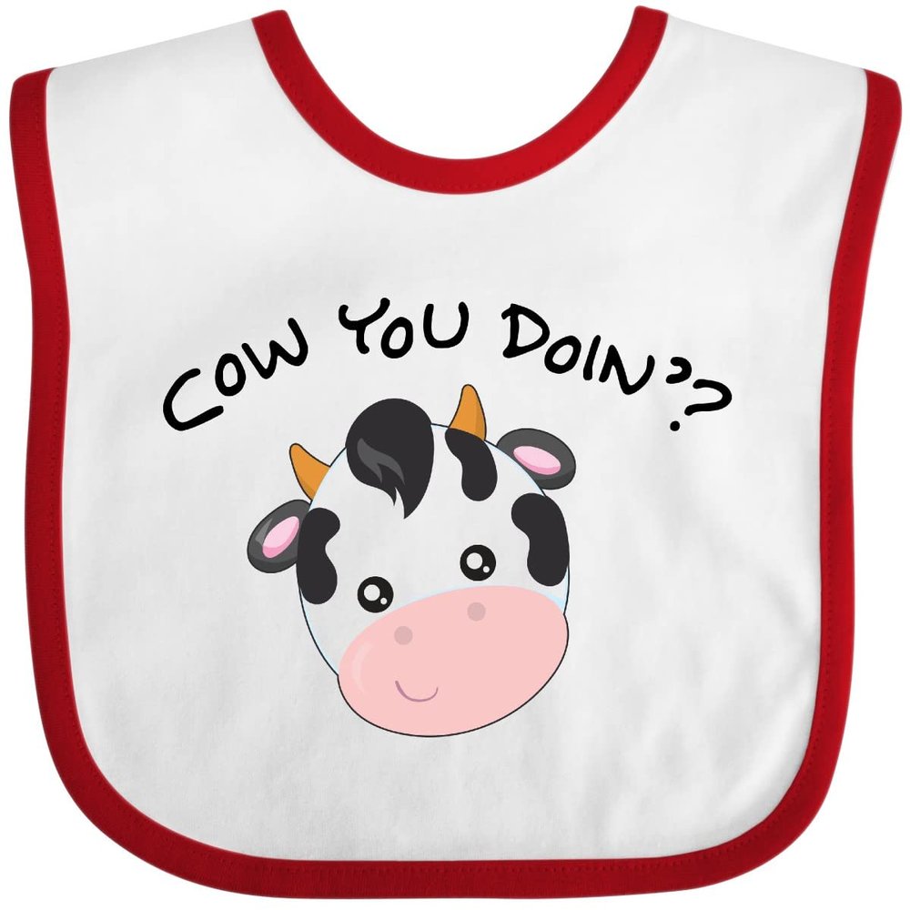 inktastic Cow You Doin' Cute Cow Baby Bib White and Red 28b3b